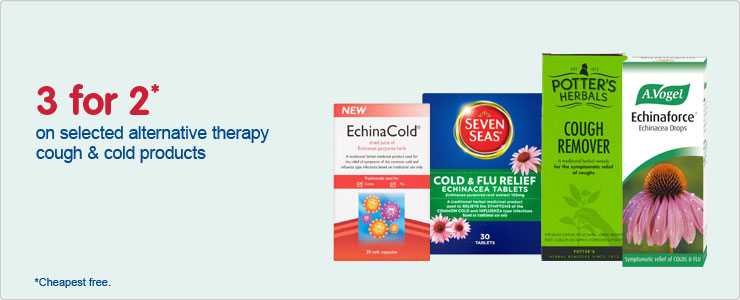 3 for 2 on selected alternative therapy cough and cold products